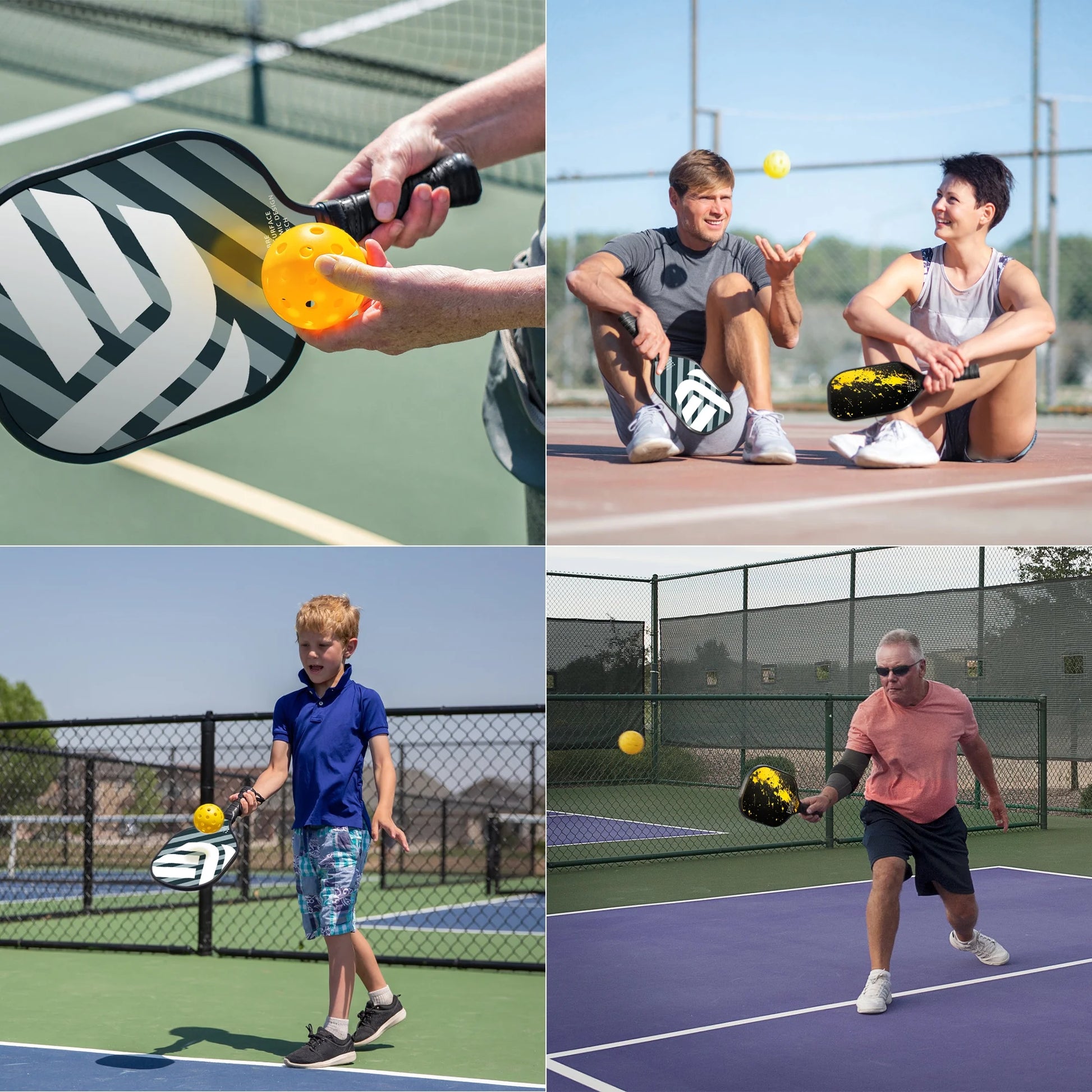USAPA Approved Pickleball Paddles, Graphite Fiber Polypropylene Honeycomb Core , Pickle Ball Set with 2 Pickle Ball Rackets, 4 Balls and Backpack