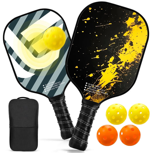 USAPA Approved Pickleball Paddles, Graphite Fiber Polypropylene Honeycomb Core , Pickle Ball Set with 2 Pickle Ball Rackets, 4 Balls and Backpack