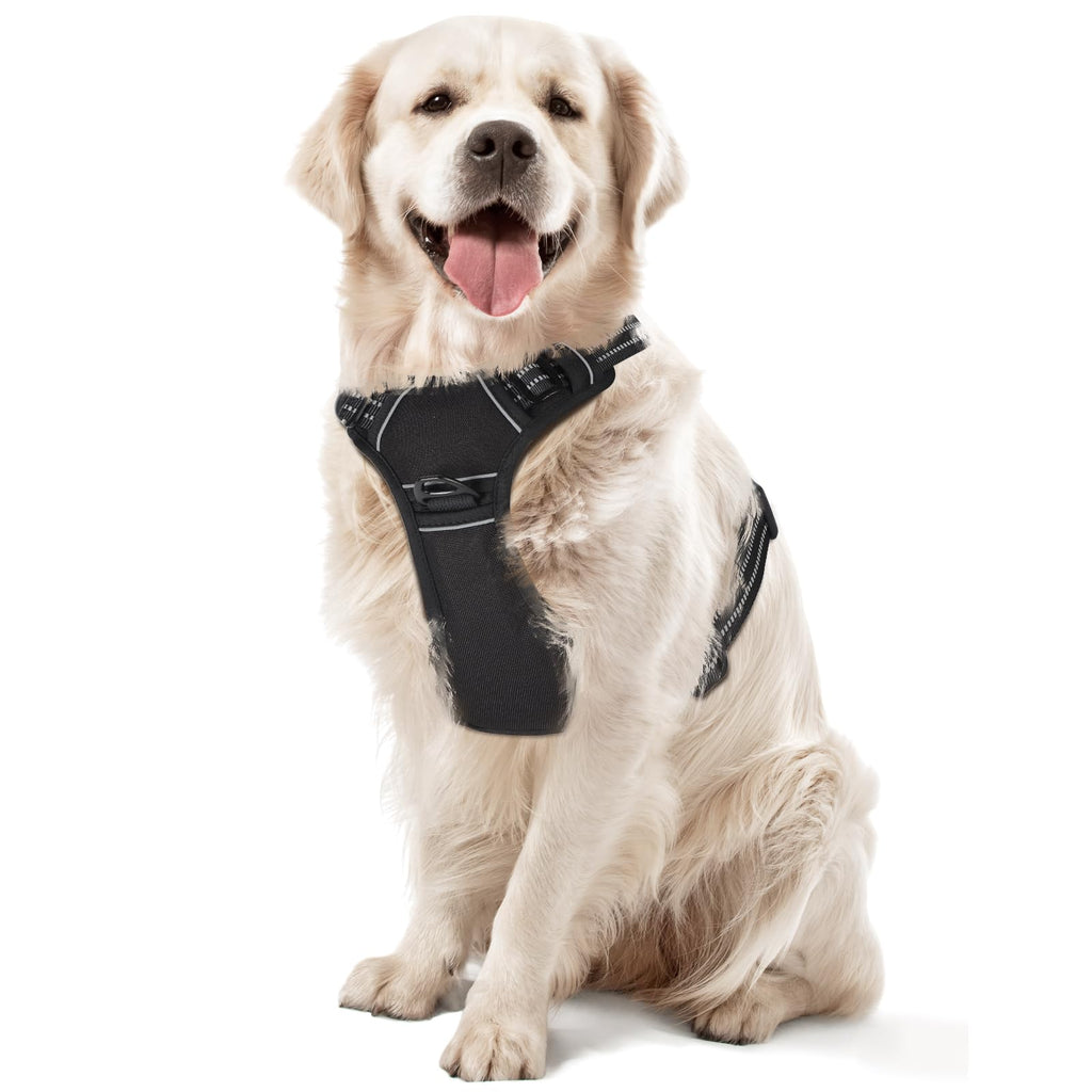 BXPAW Dog HarnessNo Pull Dog Vest Harness Adjustable Reflective Pet Harness Easy Control Handle for Small to Large Dogs Soft Padded Puppy(Black Extra Large)