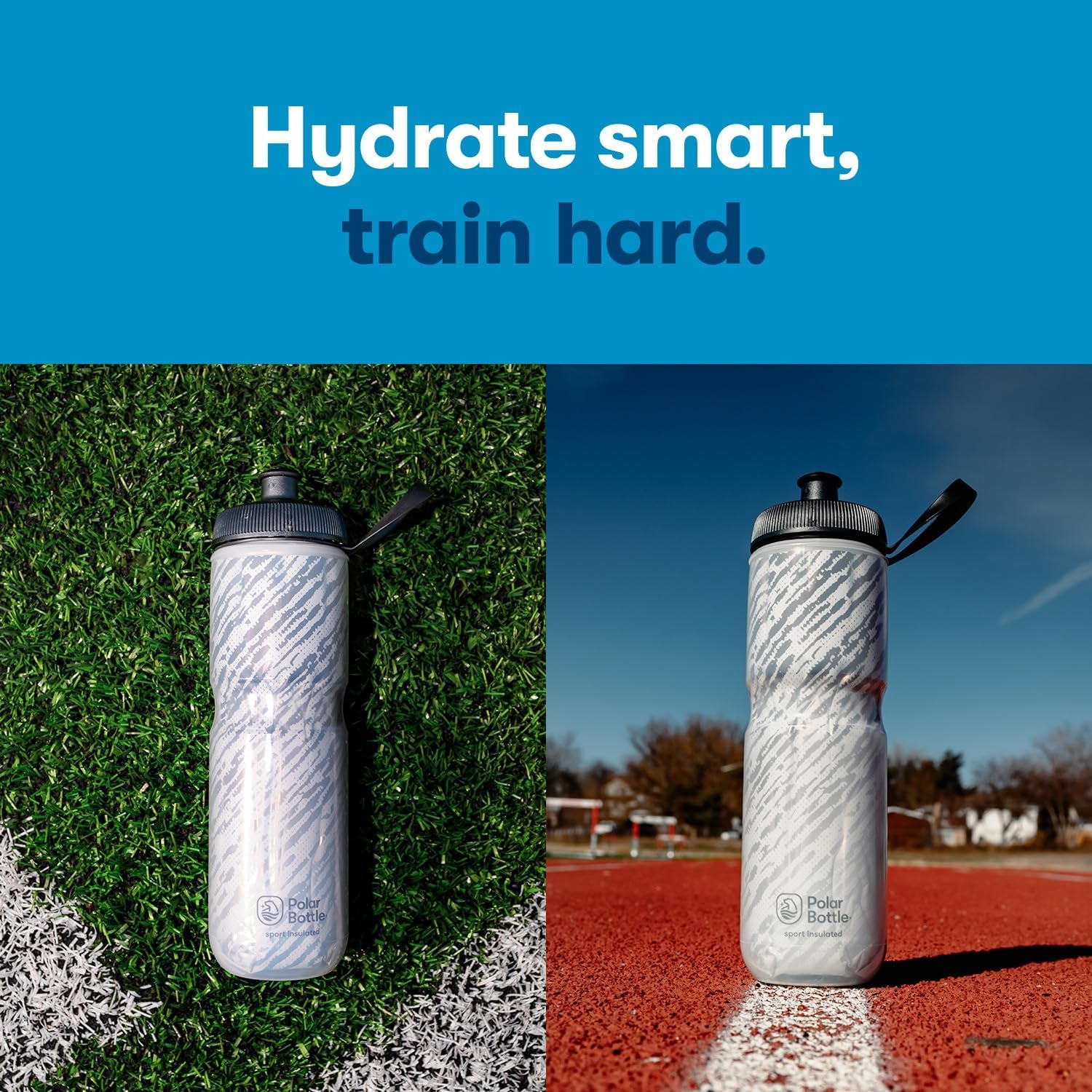 Sport Insulated Water Bottle - Bpa-Free, Sport & Bike Squeeze Bottle with Handle (Fly Dye - Monochrome, 24 Oz)