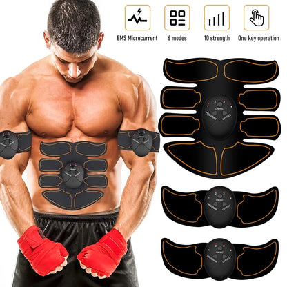 Abs Stimulator, Rechargeable Electric Muscle Toner for Men Women Abdominal Work Out, Wireless Portable To-Go Gym Device, Fitness Equipment, Black