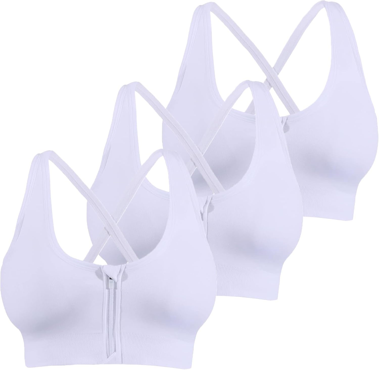3 Pack Women'S Medium Support Cross Back Wirefree Removable Cups Yoga Sport Bra