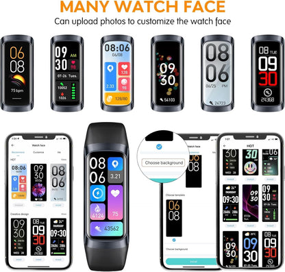 Fitness Tracker,2025 Smart Watch with Blood Pressure Heart Rate & Sleep Monitor IP67 Waterproof Step Calorie Counter Pedometer Fitness Activity Watch for Men Women Android Ios Phone (Black)