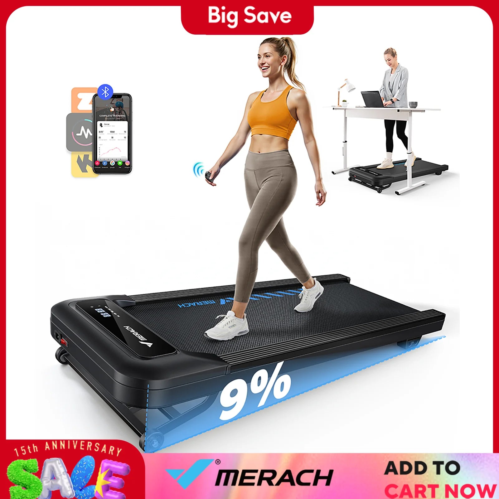 Walking Pad Quiet under Desk Treadmills for Home Gym Portable Walking Treadmill with Magnetic Remote Control LED Display