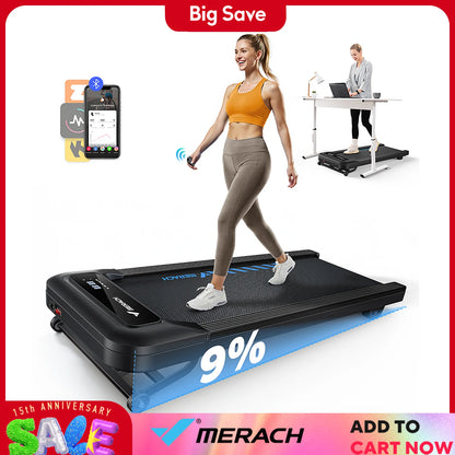 Walking Pad Quiet under Desk Treadmills for Home Gym Portable Walking Treadmill with Magnetic Remote Control LED Display