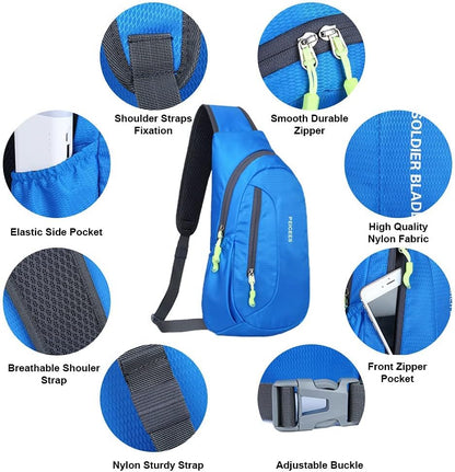 Small Sling Bag for Men Women Crossbody Man Purse Chest Bag Packable Backpack Waterproof Shoulder Bag Hiking Travel