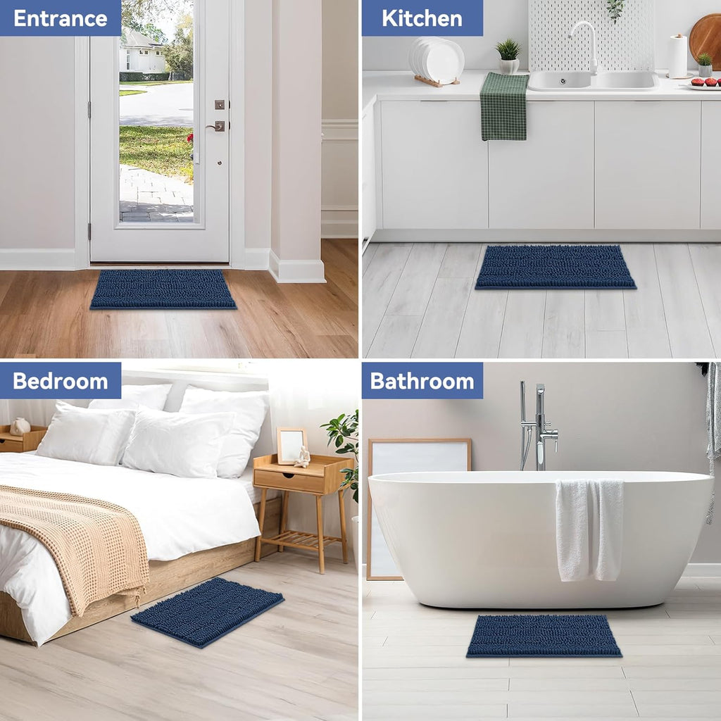 Thick Chenille Bath Rug Ultra Soft Absorbent Non-Slip Mat