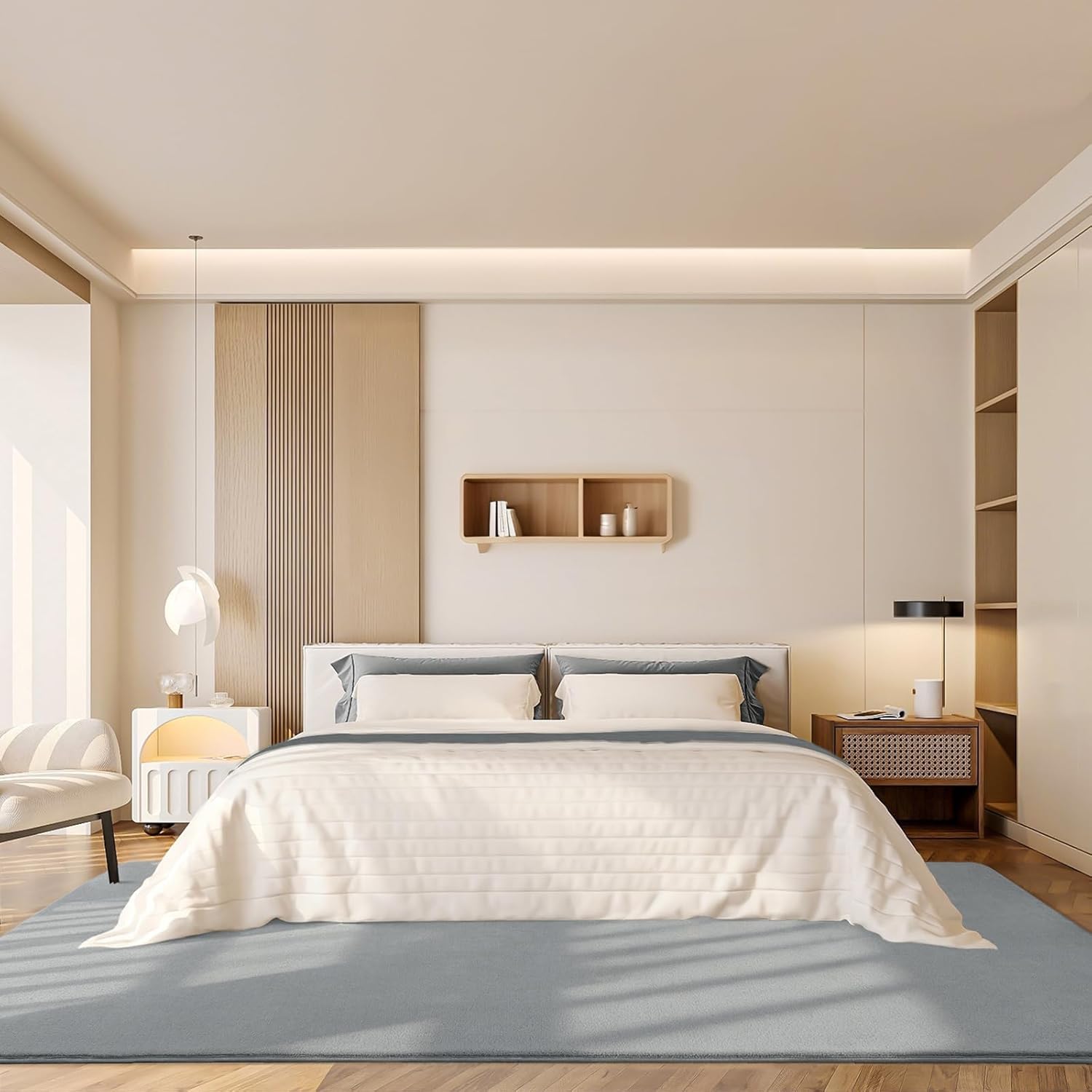 Amearea 5x8 Washable Area Rug – Thick Memory Foam Modern Carpet for Bedroom & Living Room, Soft Fluffy Non-Slip Indoor Rug, Minimalist Grey Floor Decor for Dorm, Nursery & Kids Room