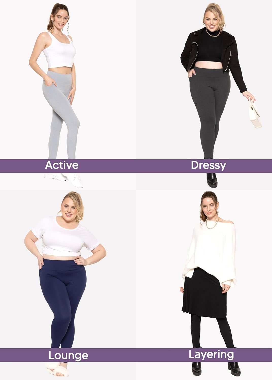 Women and plus Size High Waist Biker Shorts, Full, and Knee Length Leggings with Pocket
