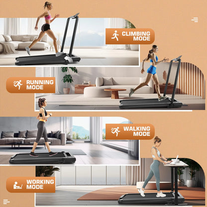 2 in 1 under Desk Treadmill with 250Lbs Capacity, Walking Pad/Compact Electric Treadmill for Home/Gym/Office with LED Touch Screen, Remote Watch, Speed Range 0.6-7.5 Mph