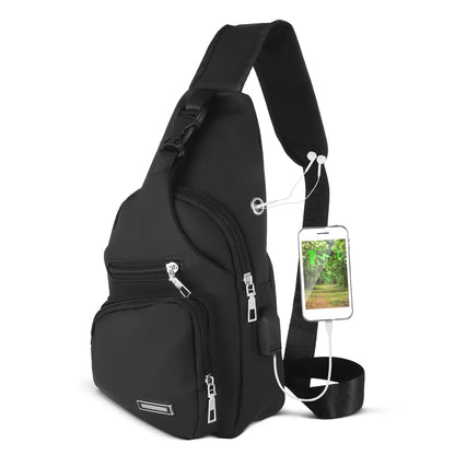 Waterproof Sling Bag Crossbody Backpack for Men Women, Sling Backpack Hiking Daypack with USB Charging Port, Multipurpose Cross Body Chest Bag for Hiking Walking Travel