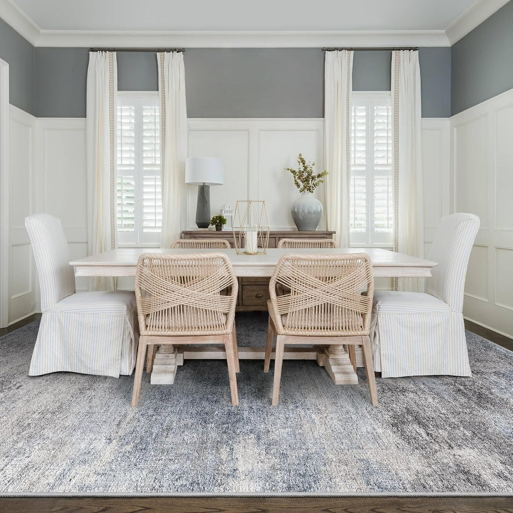 5x7 Washable Area Rug Modern Abstract Non-Slip Low Pile