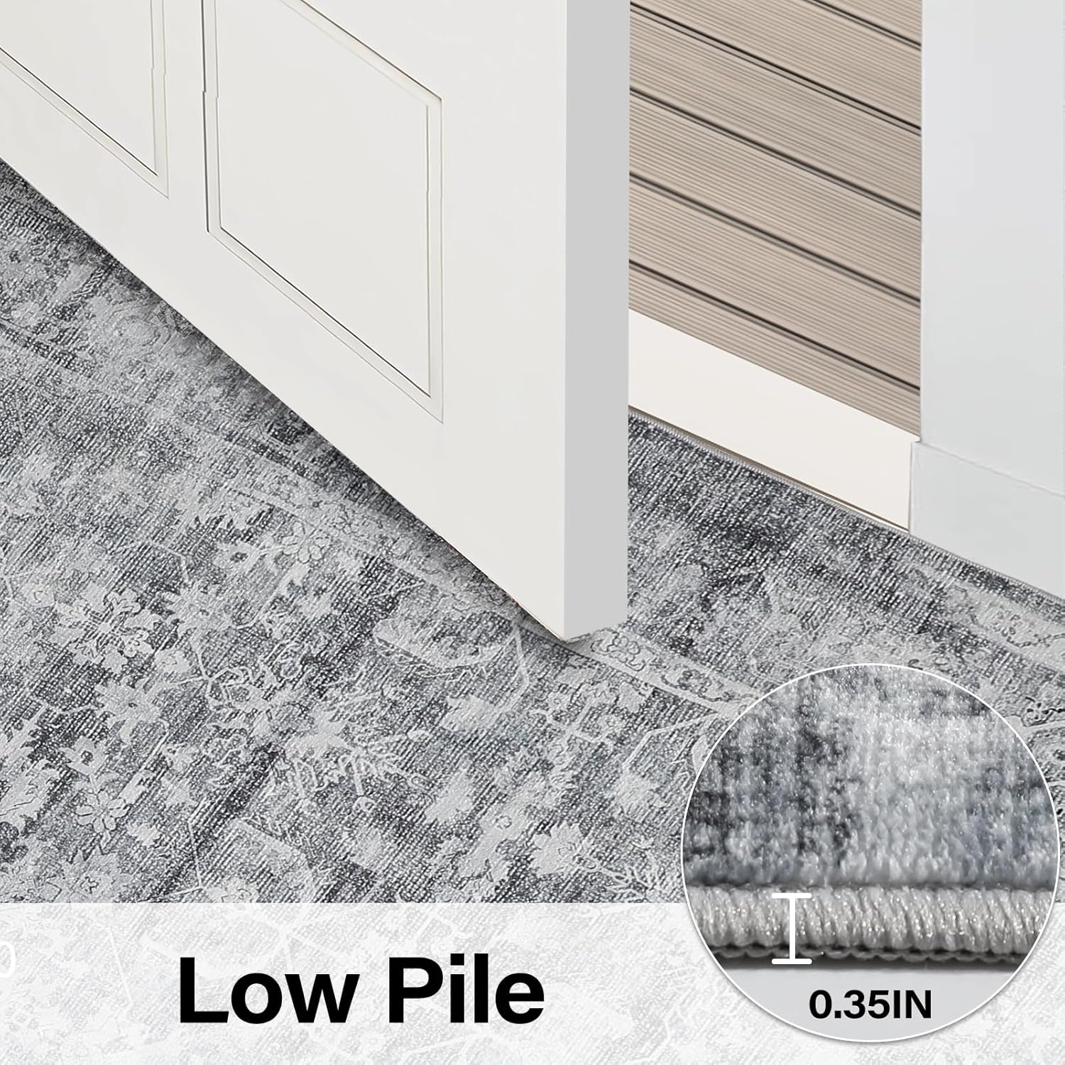 5x7 Washable Area Rug Boho Vintage Low Pile Non-Slip