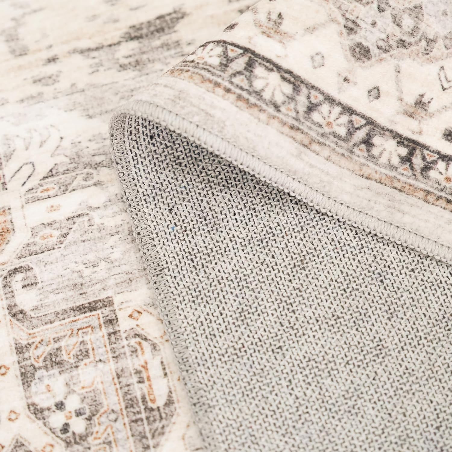 Washable Hallway Runner Rugs 3x8: Soft Ultra Thin Low Pile Carpet Machine Washable Indoor Lightweight Rug Runner Anti Slip Backing Rugs for Living Room Bedroom Kitchen 3x8 Beige