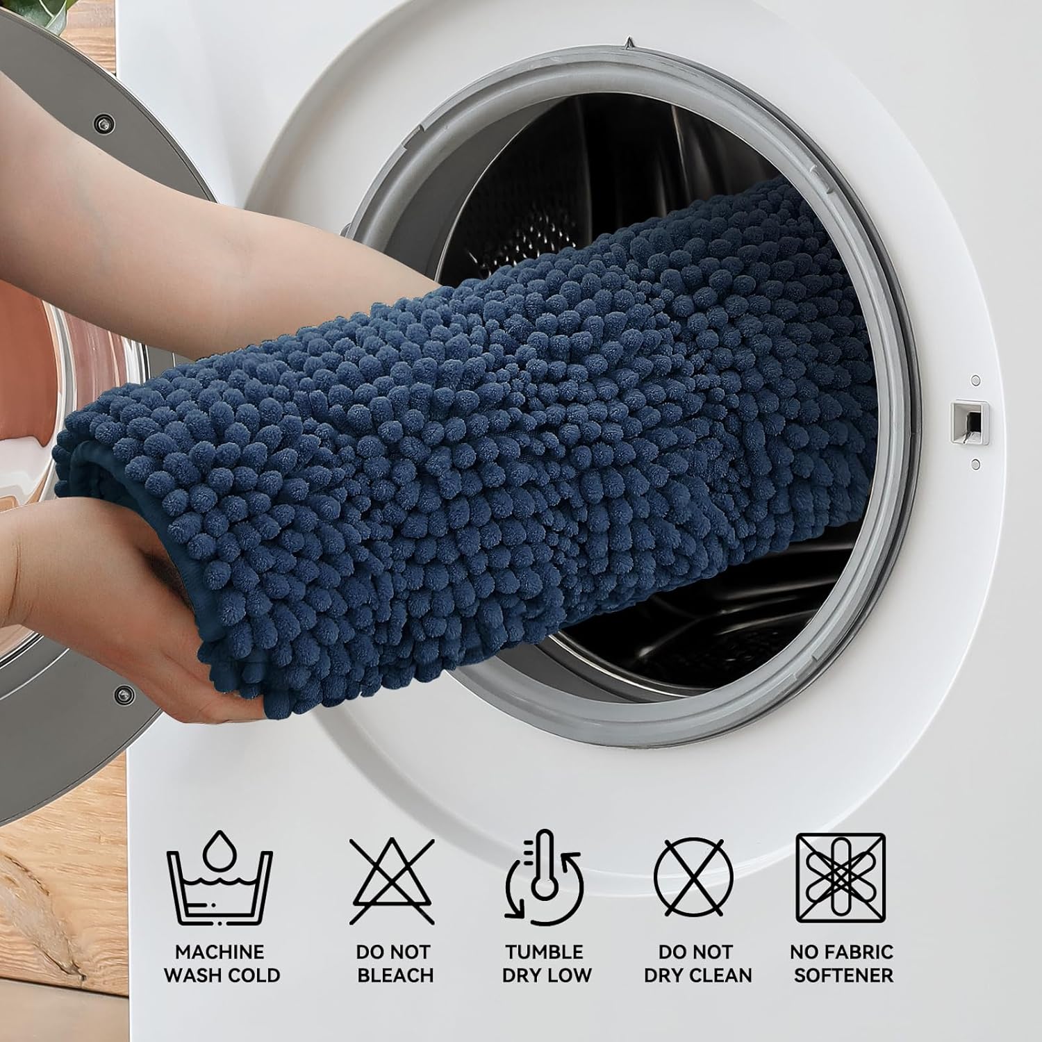 Thick Chenille Bath Rug Ultra Soft Absorbent Non-Slip Mat