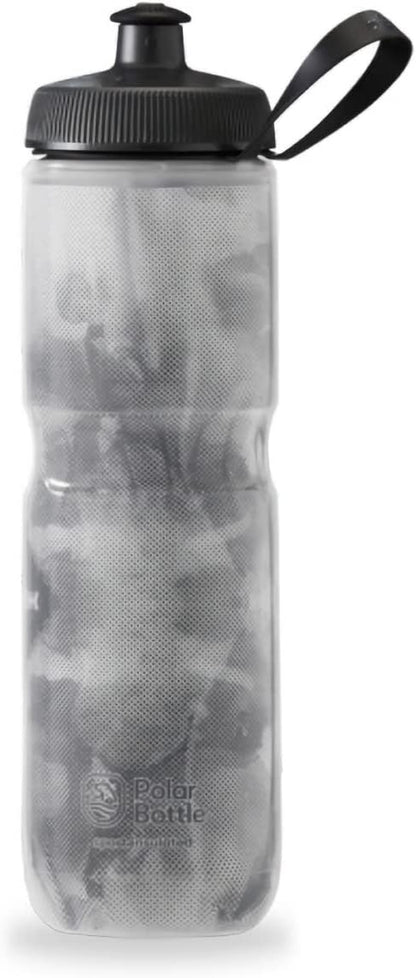 Sport Insulated Water Bottle - Bpa-Free, Sport & Bike Squeeze Bottle with Handle (Fly Dye - Monochrome, 24 Oz)