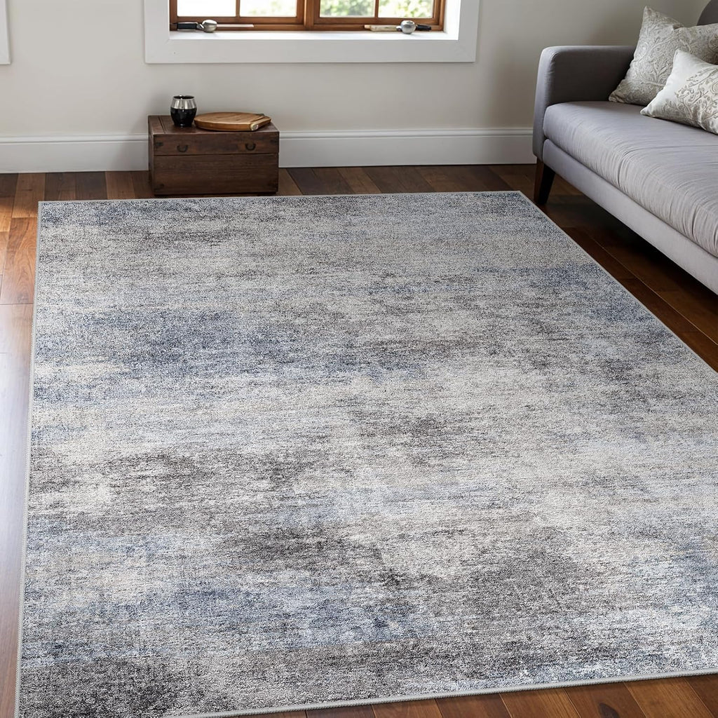 5x7 Washable Area Rug Modern Abstract Non-Slip Low Pile