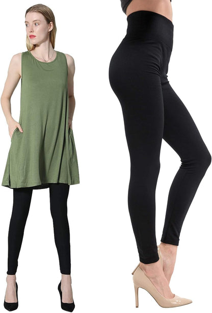 7 Pack Fleece Lined Leggings Womens Fashion High Waist Tummy Control Leggings for Women Winter Warm
