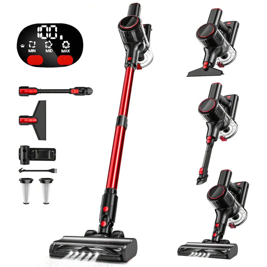 VOKENE 350W Cordless Vacuum Cleaner – 33Kpa Powerful Suction, LED Display, Anti-Tangle Brush, 8-in-1 Lightweight Stick Vacuum for Pet Hair & Home Cleaning