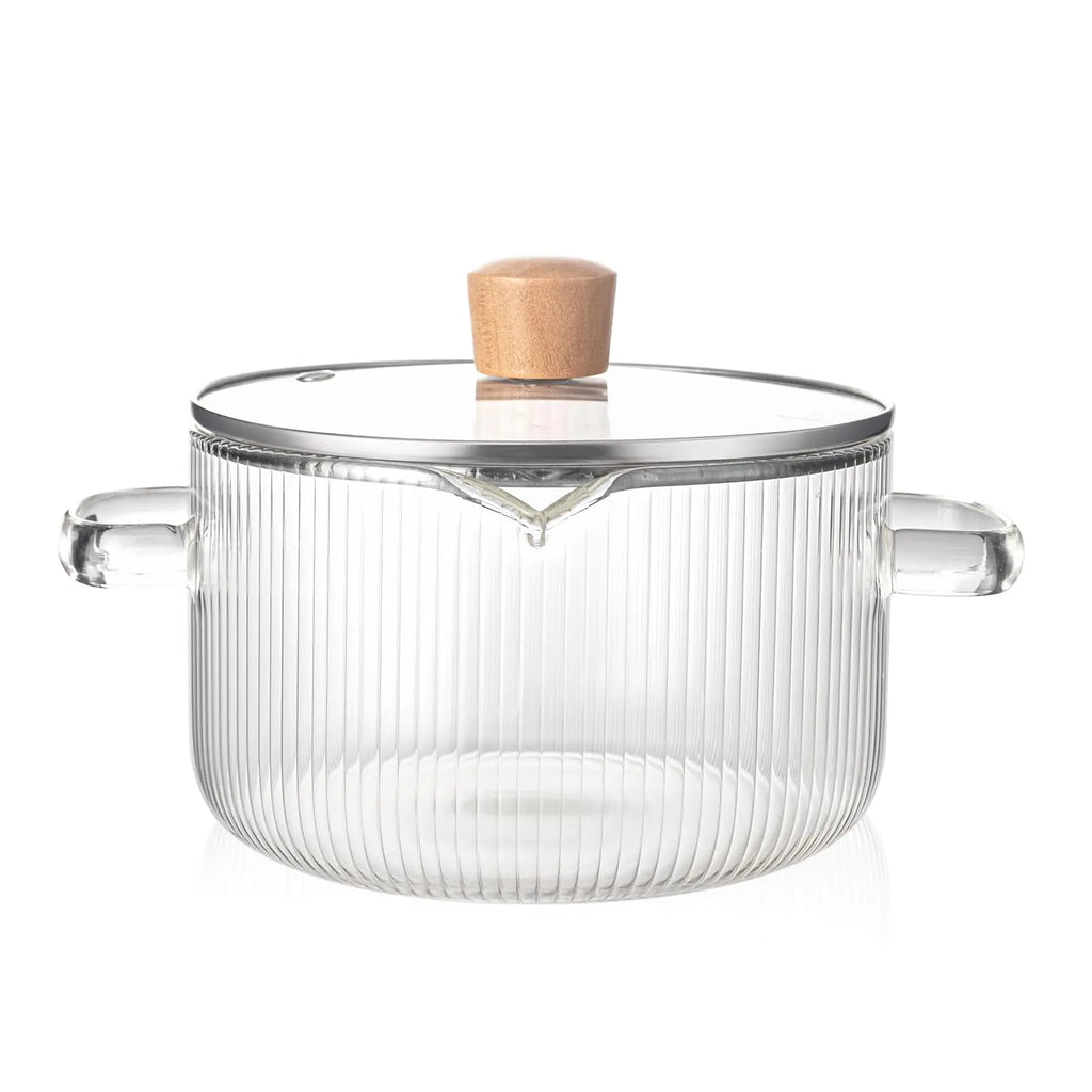 1.8L Glass Simmer Pot with Lid Heat-Resistant Borosilicate