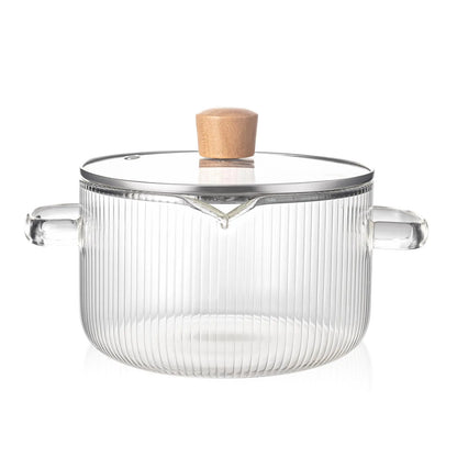 Glass Cookware Simmer Pot Glass Cooking Pot with Lid - 1.8L(60oz) Heat Resistant Borosilicate Glass Cookware Stovetop Pot Simmer Pot Safe for Soup Noodle Baby Food