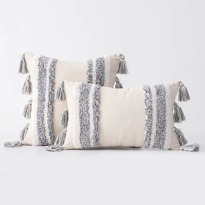 Bohemian Lace Tassel Tufted Pillowcase for Home Decor