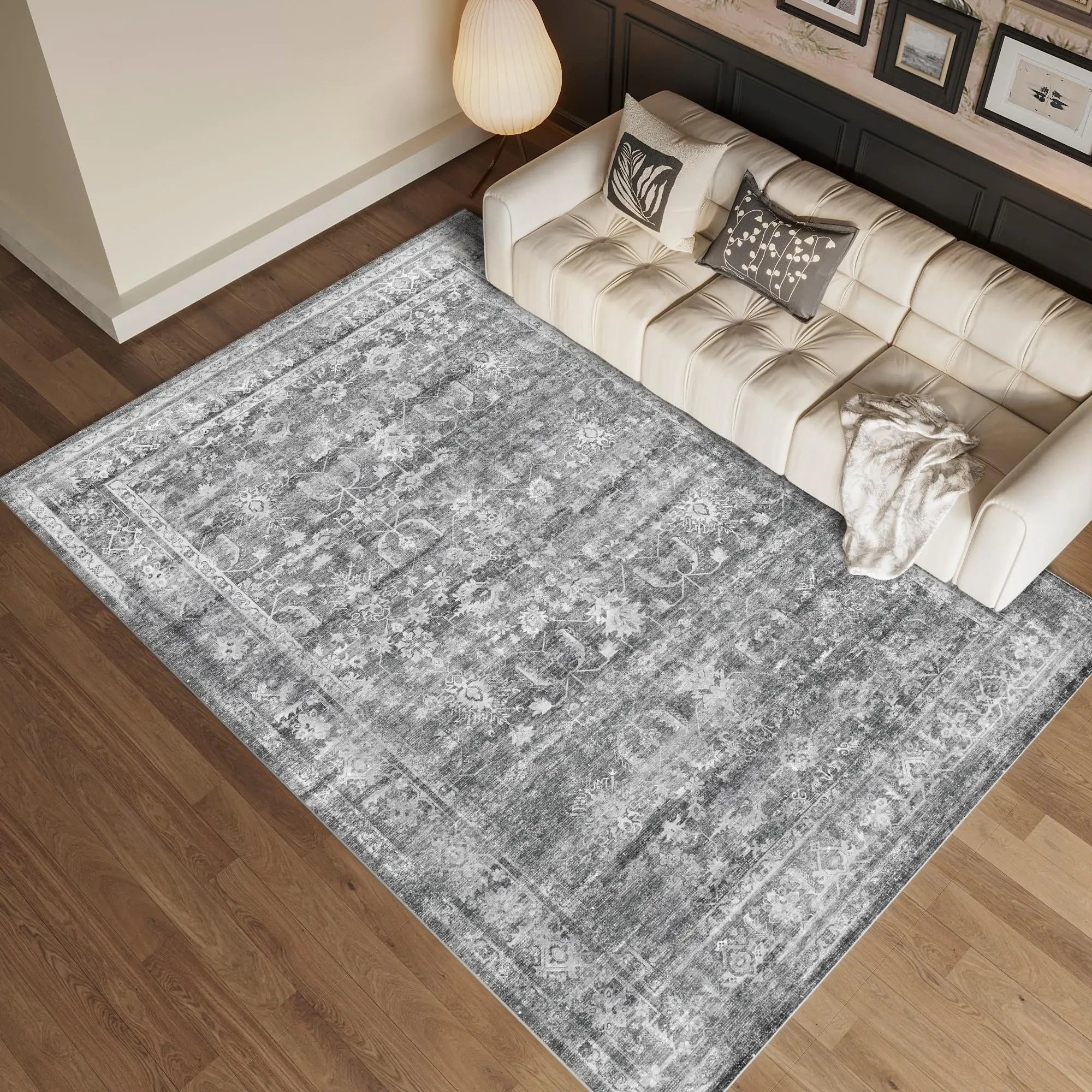 5x7 Washable Area Rug Boho Vintage Low Pile Non-Slip