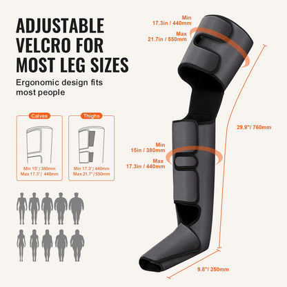 VEVOR Full Leg Massager, Air Compression Leg Massager for Foot Calf Thigh Knee, 3 Modes & 3 Intensities, Leg Compression Massage Boots for Circulation, Relaxation, Pain Relief - Great Gift for Mom/Dad