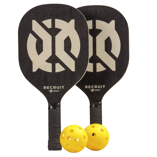 Recruit by  Wood Pickleball Starter Set for All Ages and Levels to Learn to Play, Black