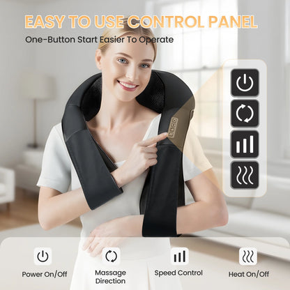 Shiatsu Neck Massager with Heat, Deep Tissue Shoulder and Back Massager for Home Office & Car Use, Gift for Men/Women