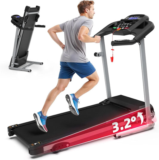 Foldable Treadmill with Incline and Bluetooth, 2.5HP Electric Folding Treadmill Running Walking Machine for Home Gym, Max 265 LBS Weight Capacity