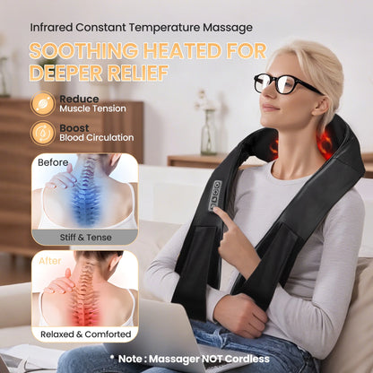 Shiatsu Neck Massager with Heat, Deep Tissue Shoulder and Back Massager for Home Office & Car Use, Gift for Men/Women