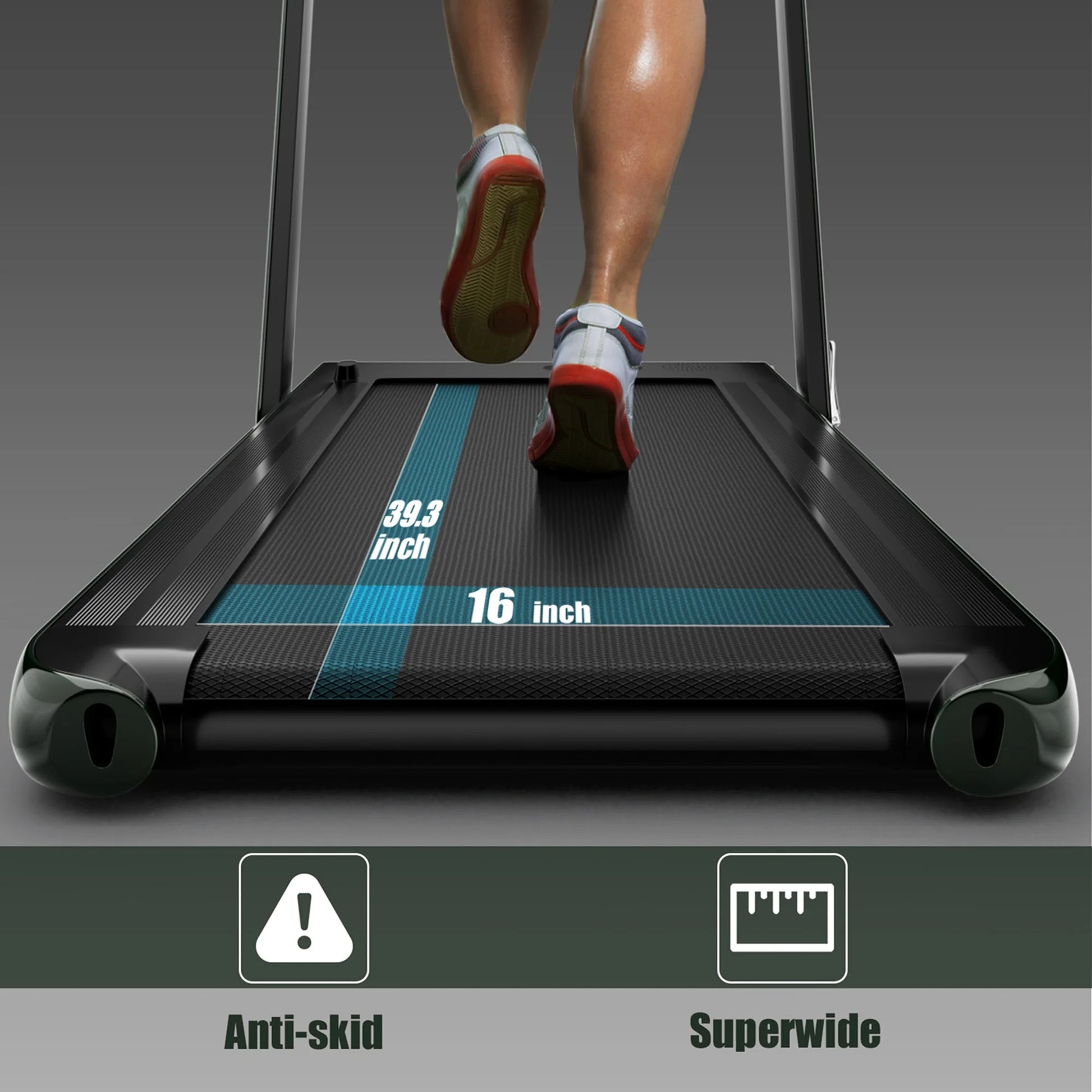 Superfit up to 7.5MPH 2.25HP 2 in 1 Single Display Screen Treadmill W/ Speaker Remote Control APP Green