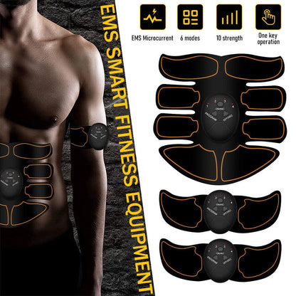 Abs Stimulator, Rechargeable Electric Muscle Toner for Men Women Abdominal Work Out, Wireless Portable To-Go Gym Device, Fitness Equipment, Black