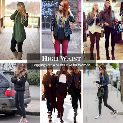 7 Pack Fleece Lined Leggings Womens Fashion High Waist Tummy Control Leggings for Women Winter Warm