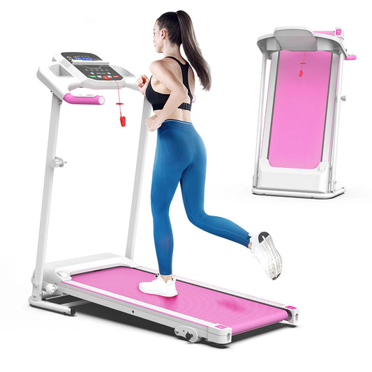 Foldable Treadmills for Home, 2.5HP Quiet Brushless, Electric Running Machine for Home Office, Walking Running Treadmills Exercise Treadmill with Heart Rate Sensor and LCD Display ﻿ (Pink)
