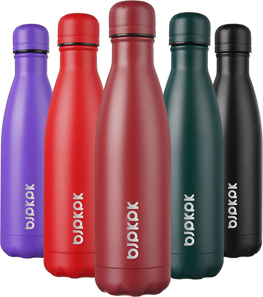 17Oz Insulated Stainless Steel Water Bottles,Sports Water Bottles Keep Cold for 24 Hours and Hot for 12 Hours,Bpa Free for Travel,Brick Red