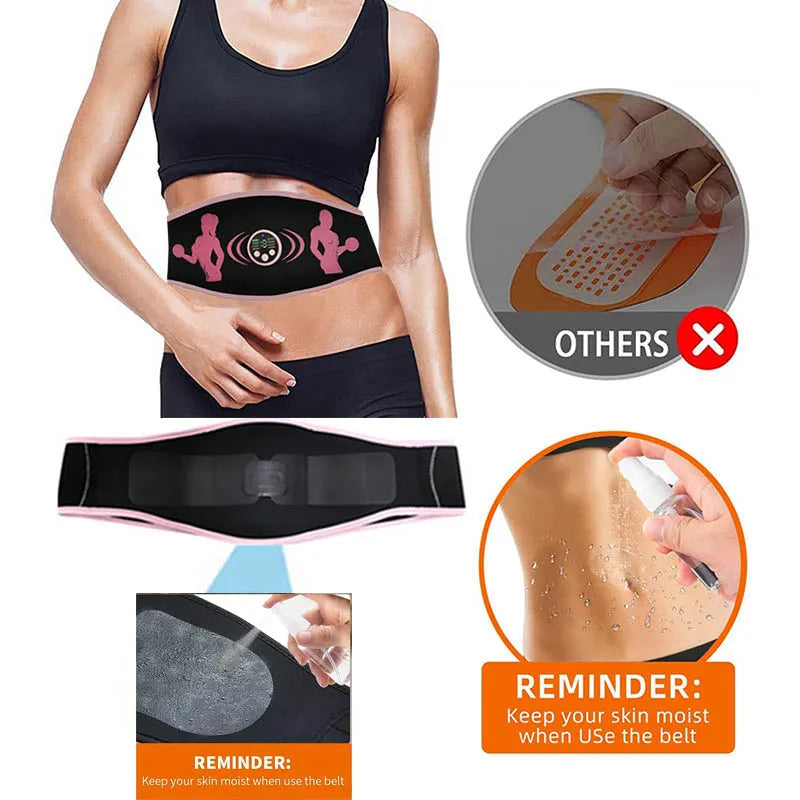 EMS Abdominal Muscle Trainer Vibration Waist Slimming Belt ABS Muscle Stimulator Toner Electric Weight Loss Massager Unisex