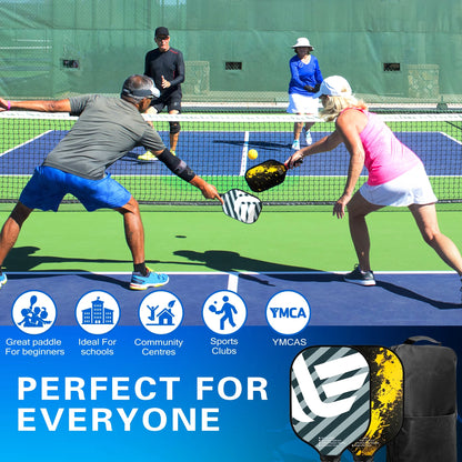 USAPA Approved Pickleball Paddles, Graphite Fiber Polypropylene Honeycomb Core , Pickle Ball Set with 2 Pickle Ball Rackets, 4 Balls and Backpack