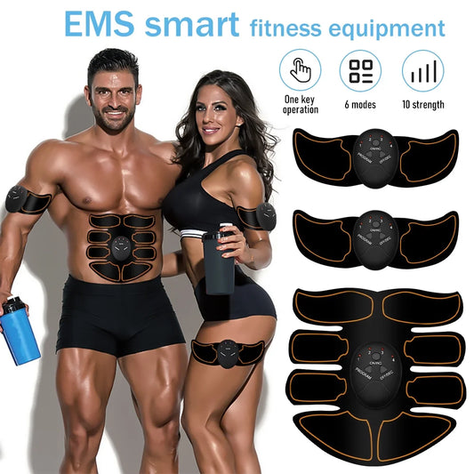 Abs Stimulator, Rechargeable Electric Muscle Toner for Men Women Abdominal Work Out, Wireless Portable To-Go Gym Device, Fitness Equipment, Black