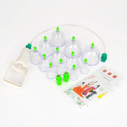 12 Sets Vacuum Cupping Massagers Meridian Therapy Acupuncture Cans Device for Massage Anti-Cellulite Suction Cups for Body
