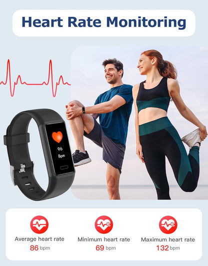 Fitness Tracker, Fitness Watches for Men Women with 24/7 Heart Rate Monitor Sleep Tracker Step/Calorie Counter Stopwatch Pedometer IP68 Waterproof