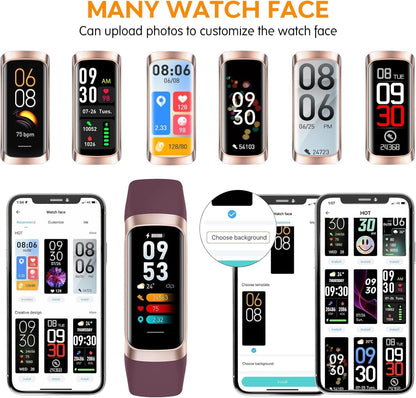 Fitness Tracker,2025 Smart Watch with Blood Pressure Heart Rate & Sleep Monitor IP67 Waterproof Step Calorie Counter Pedometer Fitness Activity Watch for Men Women Android Ios Phone (Purple)