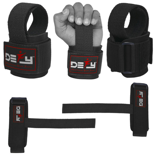 DEFY SPORTS™ Weight Lifting Gym Power Straps Grip Gloves Training Wrist Support