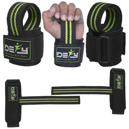 DEFY SPORTS™ Weight Lifting Gym Power Straps Grip Gloves Training Wrist Support