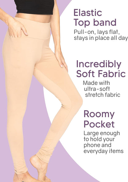 Women and plus Size High Waist Biker Shorts, Full, and Knee Length Leggings with Pocket