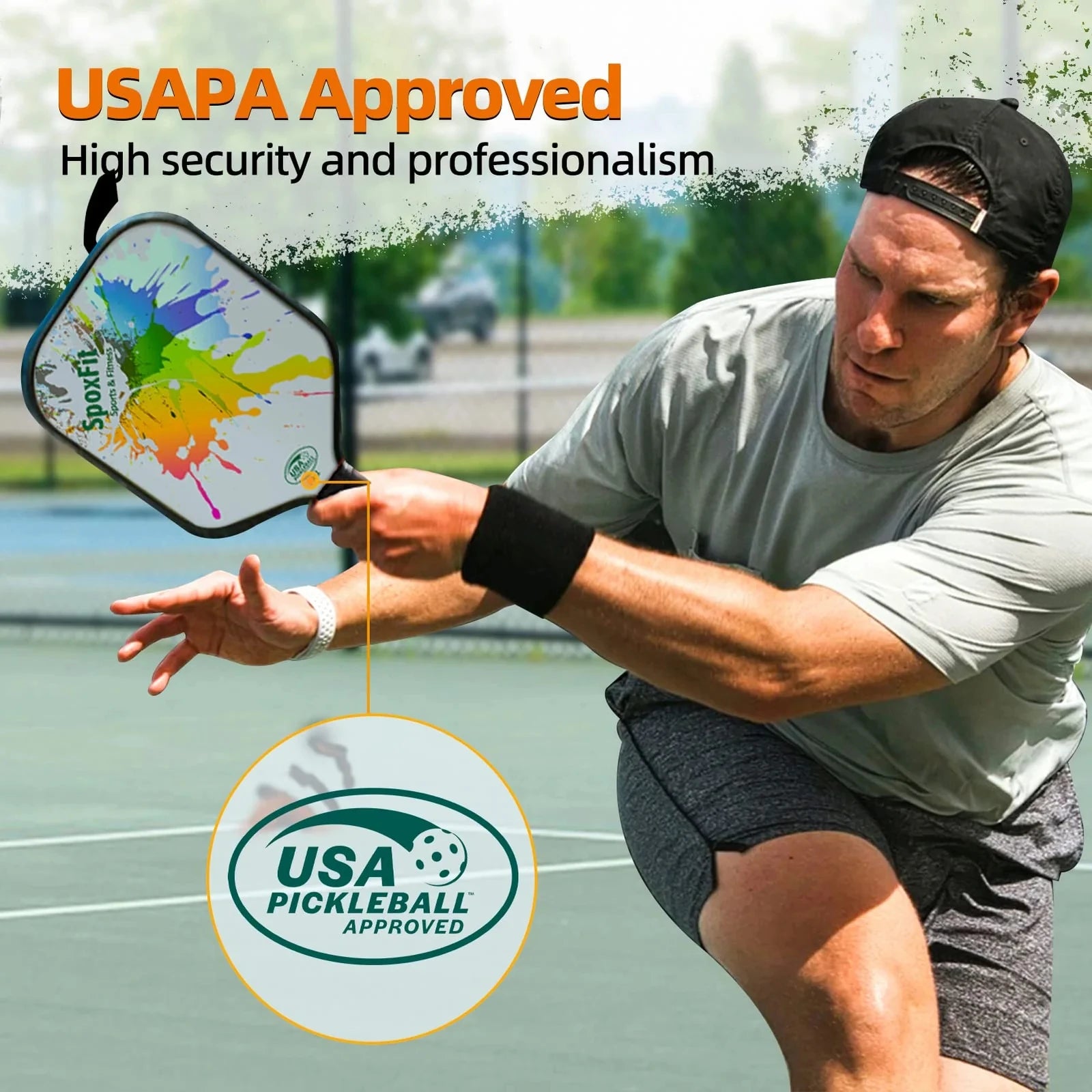 Pickleball Paddle Set of 2 – USAPA Approved, Lightweight Fiberglass Rackets with Cushion Grip, 4 Pickleballs, Carry Bag & Grip