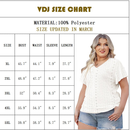 plus Size Women Tops Summer Short Sleeve Crew Neck Tunics Oversized Trendy Dressy White Blouse 5XL