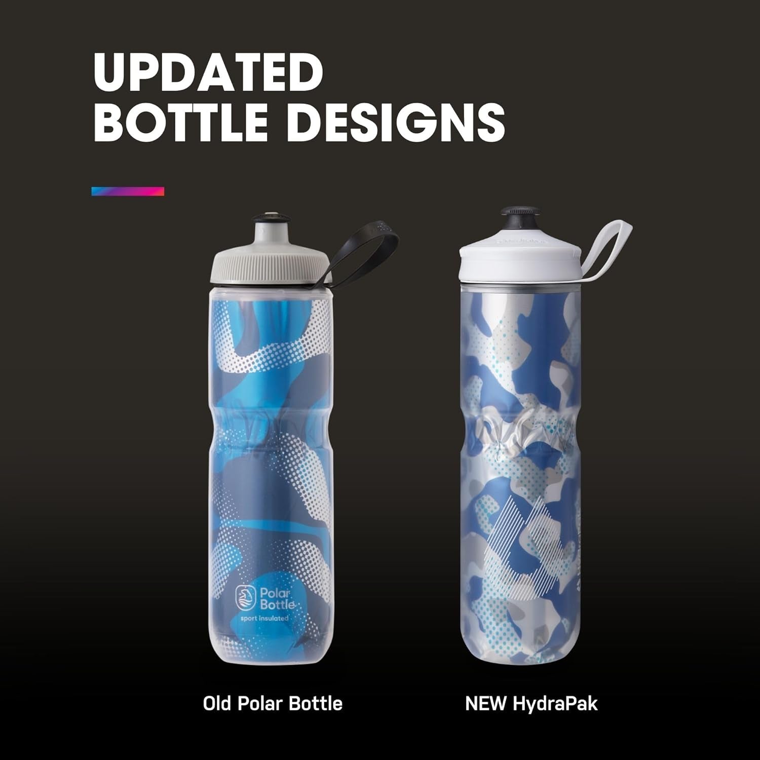 Sport Insulated Water Bottle - Bpa-Free, Sport & Bike Squeeze Bottle with Handle (Fly Dye - Monochrome, 24 Oz)