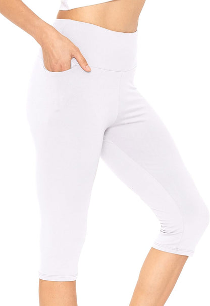 Women and plus Size High Waist Biker Shorts, Full, and Knee Length Leggings with Pocket